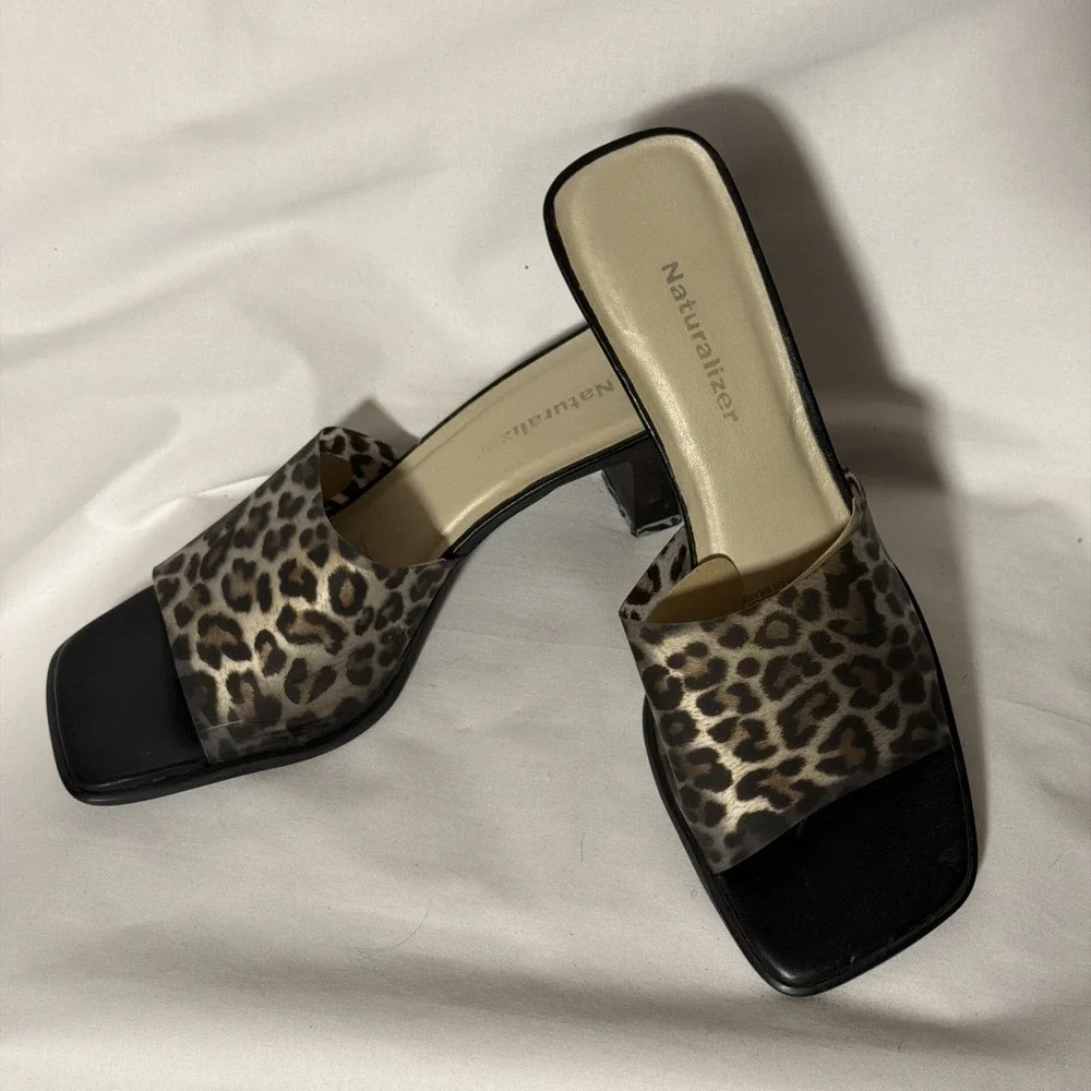Naturalizer‎ Women's Open Toe Sandle Slip On Mule Cheetah Print Size 8
